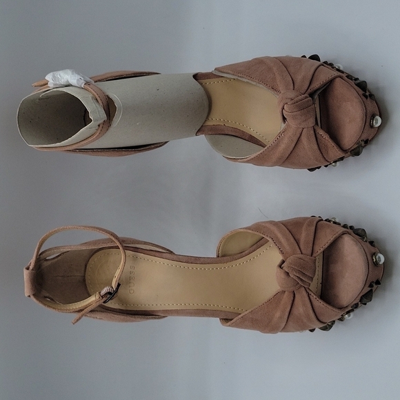 Guess Kenzie2 light pink suede peep toe heels 8.5 - Picture 5 of 11